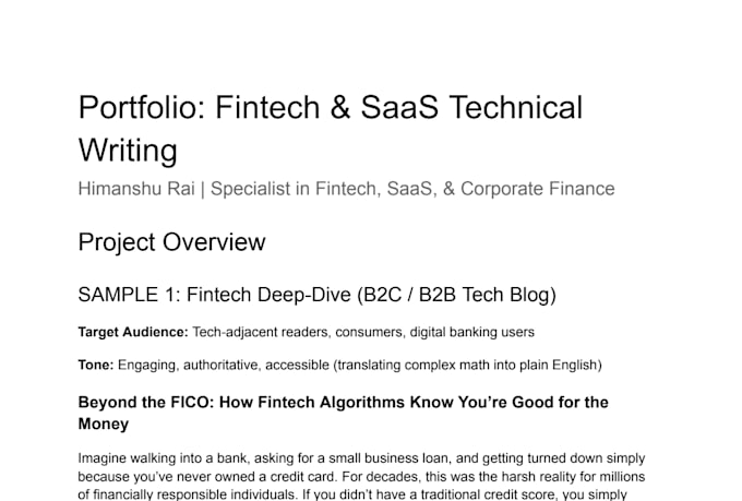 write fintech blog post financial copywriter crypto article